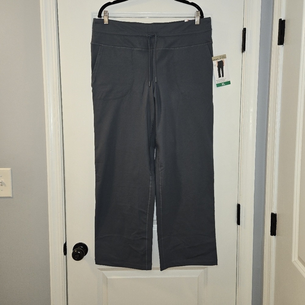 Mondetta Women’s Gray High Rise Straight Leg Pants Draw String XL, NWT